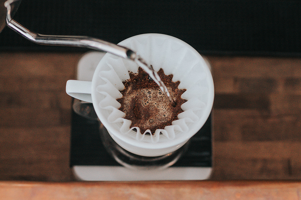 pouring water into a hario v60